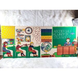 RARE Vintage original "Finlayson" 1978 school children fabric 56in × 24in